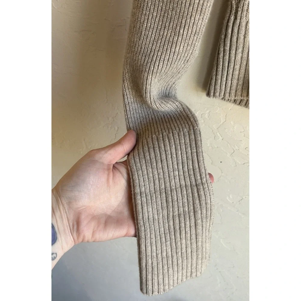Faherty Marielle Mulino Wool Cashmere Pullover Sweater S Button‎ Oatmeal Ribbed